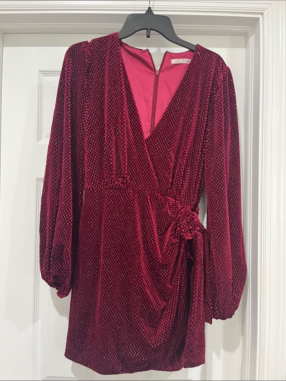 TALULAH Burgundy Velvet Wrap Mini Dress